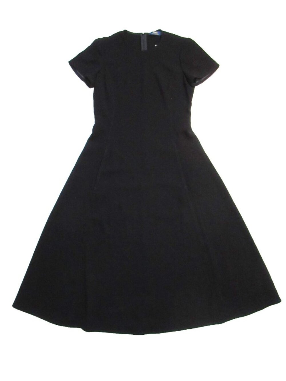 NWT Polo Ralph Lauren Fit & Flare Midi in Black Short Sleeve Crepe Dress 8 - Picture 3 of 7